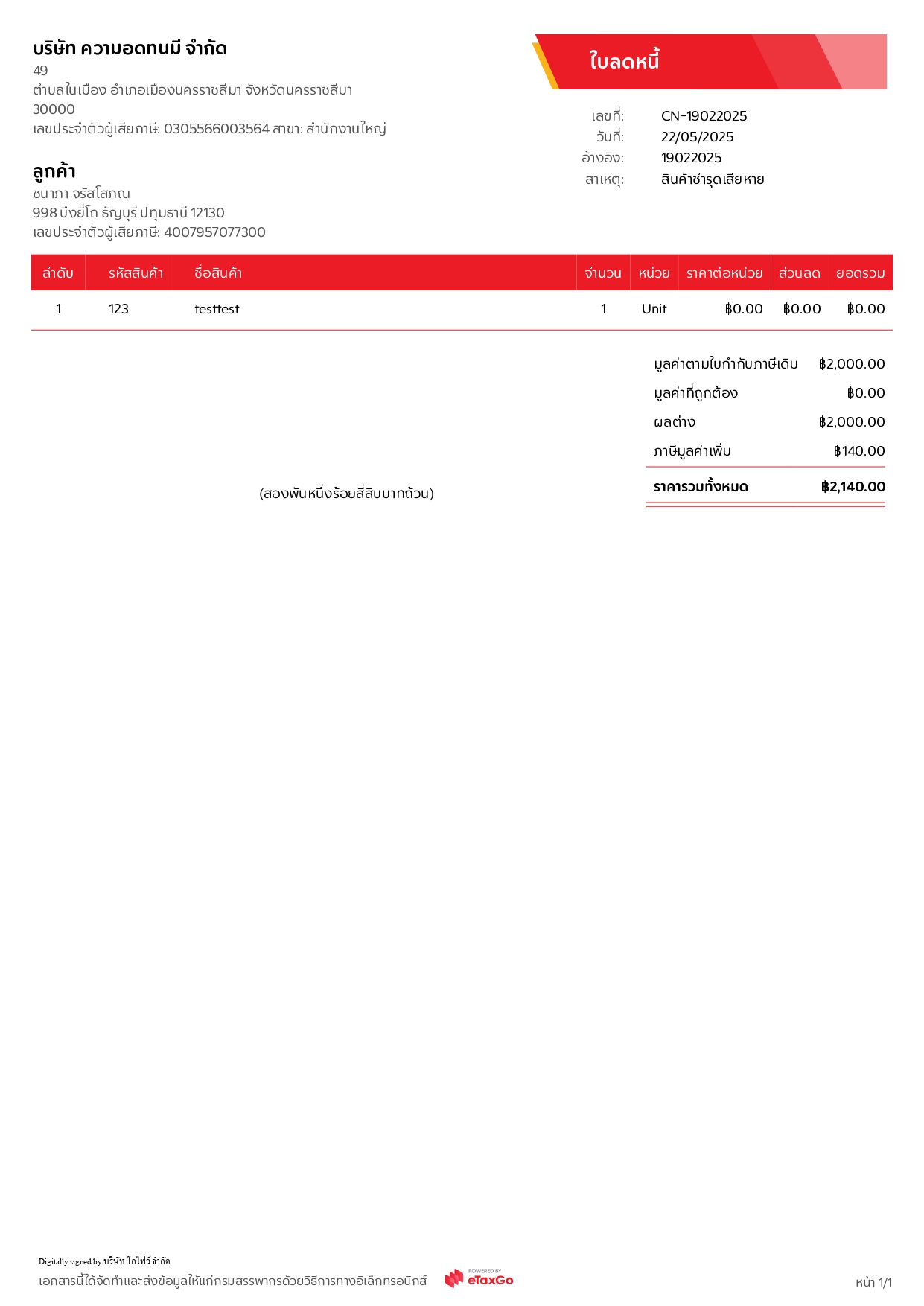 ใบลดหนี้ ใบลดหนี้